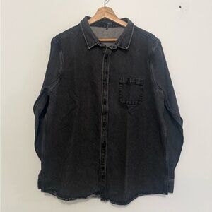 OAK + FORT Men's Washed Black Button-Up Shirt
